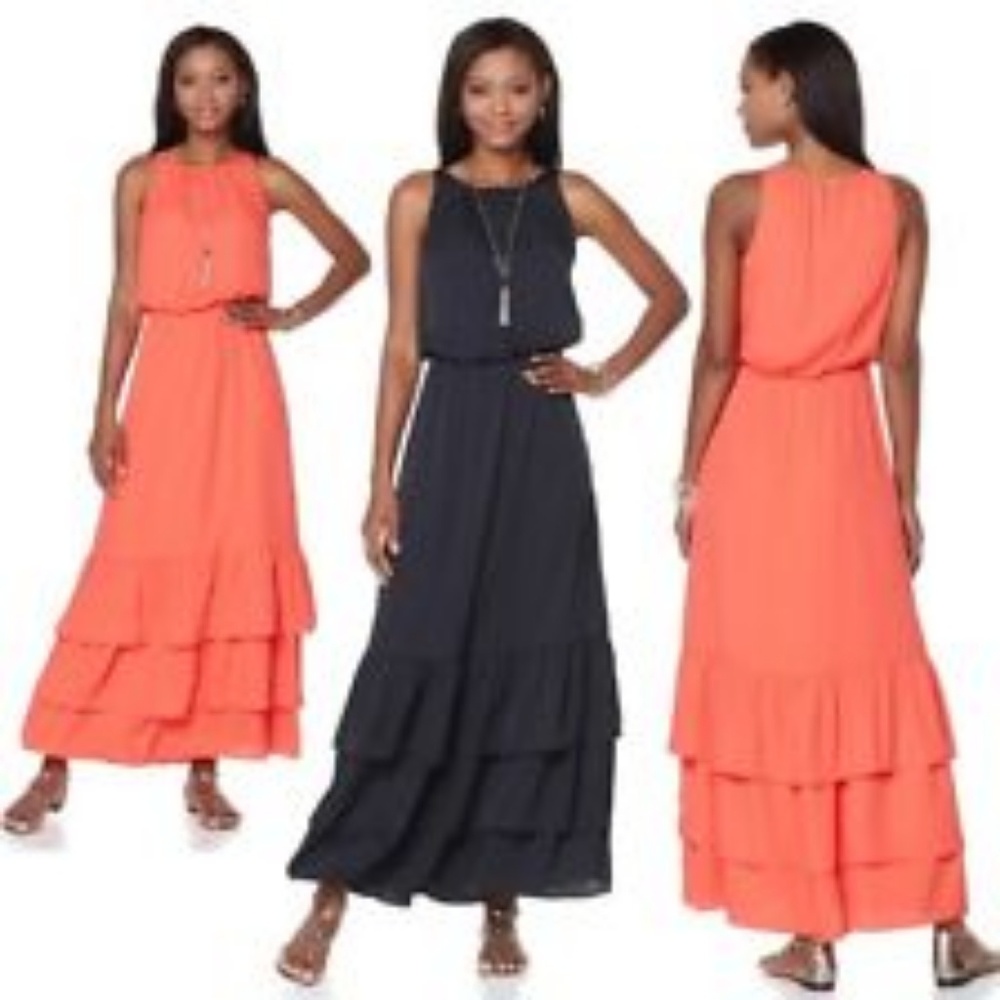 joy godfrey tiered maxi dress